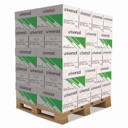 Universal 30% Recycled Copy Paper, 92 Bright, 20lb, 8.5 x 11, White, PK200000 UNV20030PLT